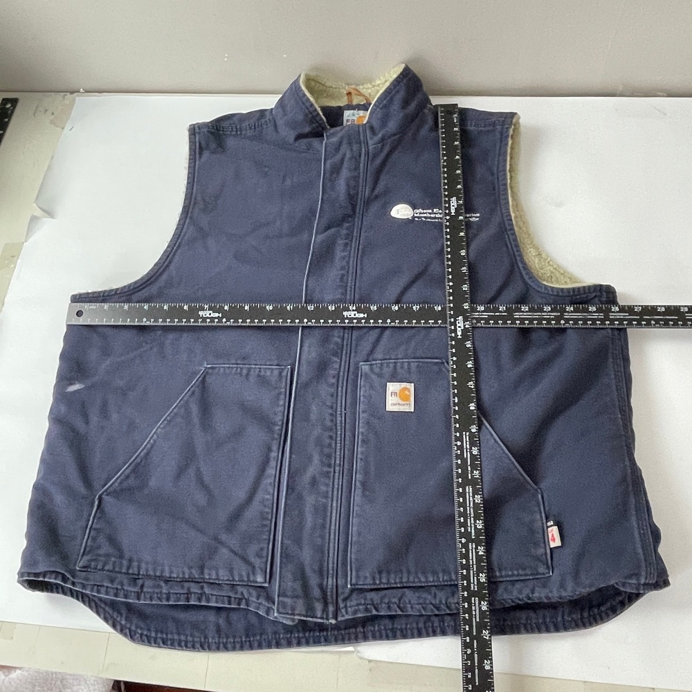Vintage Carhartt Vest Mens 2XL Tall Blue Sherpa Lined FR Flame Resistant Cat 4 - Picture 12 of 13